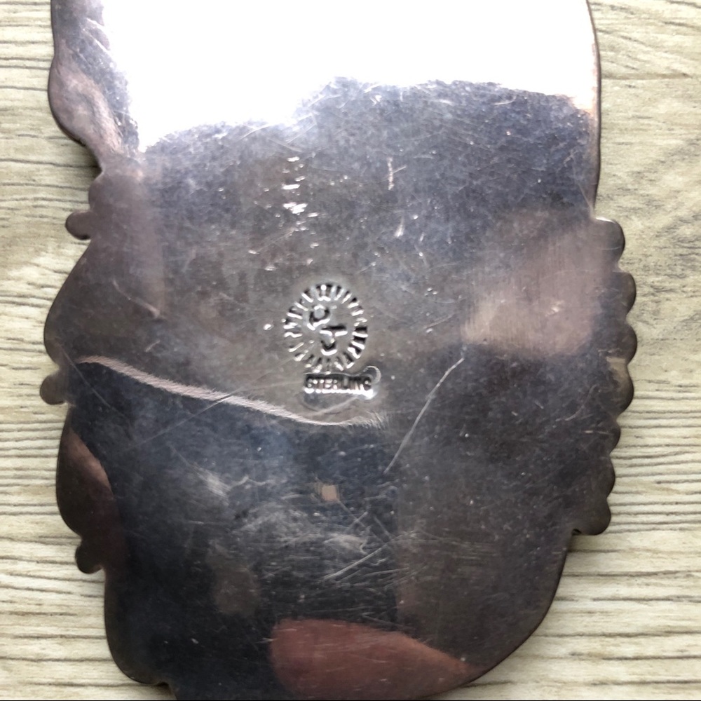 HUGE Vintage Navajo Kingman Turquoise 925 Sterling Silver Pendant Statemnt Piece - Picture 15 of 17